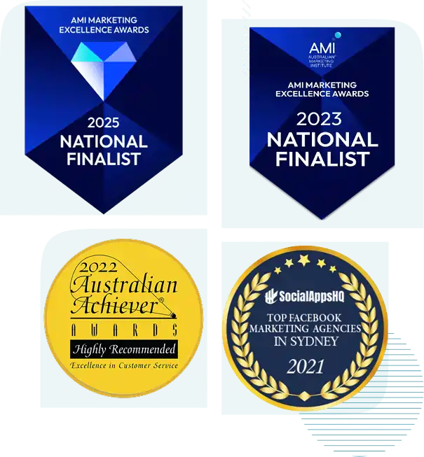 social media and digital marketing awards badges between 2021 and 2025